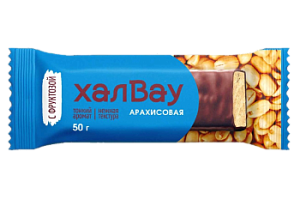 Батончик Халва арахисовая с фруктозой глазированная Халвау 50гр